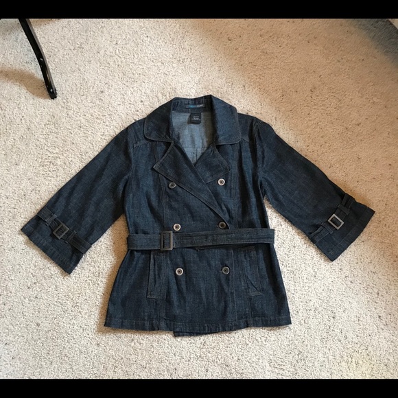 New, French Cuff, Belted Denim Jacket! - Picture 3 of 7